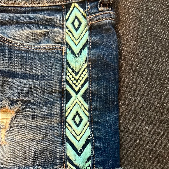 Express Blue Jean Shorts with Distressed Details - Picture 5 of 6